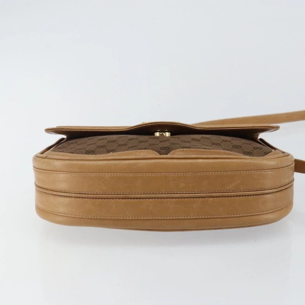 GUCCI Micro GG Canvas Shoulder Bag Brown Gold Auth BA6220 - Picture 6 of 14